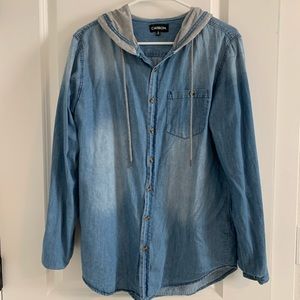 Carbon Jean jacket/shirt with grey hoodie size S
